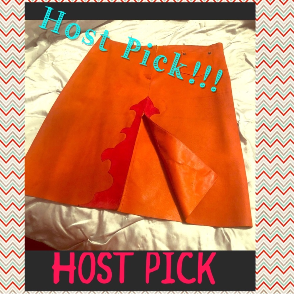 VIVIENNE TAM burnt orange leather skirt